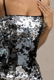 Azure Silver Sequin Strappy Midi Dress