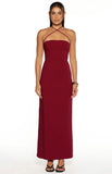 Del Mar Burgundy Crepe Formal Maxi Dress