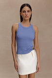 Lola Ribbed Sleeveless Top With Hardware Cornflower Blue