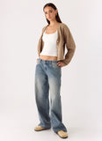Waylon Low Rise Denim Jeans Mid Wash Blue