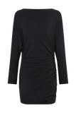 Thao Long Sleeve Gathered Mini Dress Dark Charcoal