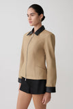 Solange Zip Up Collared Jacket Natural