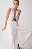 Tessa Broderie Tie Front Sleeveless Top White