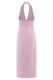 Simona Halter Neck Midi Dress Blush Pink