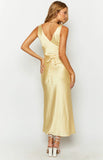 Verlaine Yellow Satin Maxi Dress