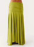 Liana Ruched Maxi Skirt Green