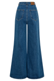 Jen Wide Leg Flare Denim Jeans Dark Blue