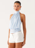 Willow Chiffon Top Blue