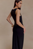 Marlon Crepe And Mesh Maxi Dress Black