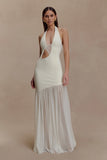 Aubree Crepe And Mesh Maxi Dress Ivory