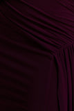 Aurelia Dark Plum High Neck Wrapped Maxi Dress With One Cape Sleeve