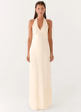 Heavy Hearted Satin Maxi Dress Pearl