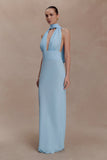 Nadine Halter Chiffon Maxi Dress Blue