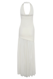 Aubree Crepe And Mesh Maxi Dress Ivory