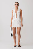 Tessa Broderie Tie Front Sleeveless Top White