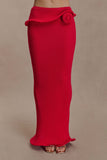Samira Knit Wired Maxi Skirt Red
