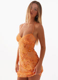Vietta Sequin Cami Micro Mini Dress Orange