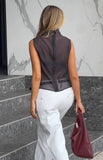 Blair Black High Neck Sheer Top