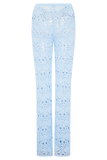 Trena Crochet Knit Pants Sky Blue