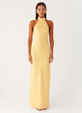 Keena Scarf Maxi Dress Lemon