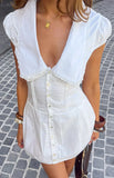 Ballerini White Collared Mini Dress