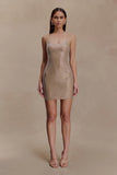 Jasmyn Hot Fix Mini Dress With Mesh Back Nude