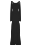 Haille Knit Chiffon Maxi Dress Black