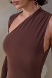Siren Brown One Shoulder Bodycon Dress