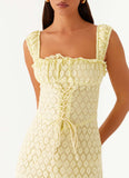 Keziah Tie Front Midi Dress Lemon