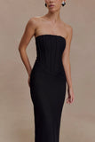 Gemma Strapless Mesh Maxi Dress Black