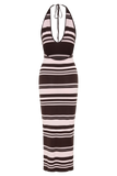 Brienne Stripe Midi Dress Pink Chocolate