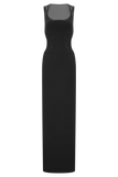 Angelique Beaded Crepe Maxi Dress Black