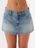 Silas Low Rise Denim Mini Skirt Vintage Wash Blue
