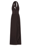 Jonna Chiffon And Mesh Maxi Dress Dark Chocolate