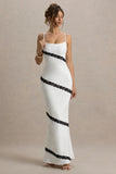 Elizabeth White Black Strappy Lace Trimmed Maxi Dress