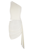 Cali Drape Skirt Knit Mini Dress Ivory