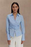 Eugenia Wrap Cotton Shirt Blue