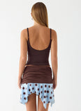 Being With You Mini Skirt Blue Mocha Dot