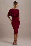 Andorra Berry Bodycon Cape Midi Dress