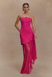 Aleena Satin And Lace Maxi Dress Dragonfruit