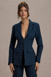 Unbeaten Navy Fitted Corset Blazer Jacket