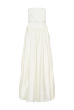 Florence Strapless Belted Maxi Dress White