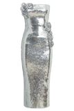Cassia Strapless Sequin Rose Midi Dress Silver