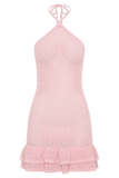 Carrisa Crochet Knit Mini Dress Baby Pink