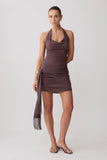 Lucien Cowl Neck Mini Dress Peppercorn