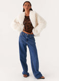 Denver Oversized Fur Jacket Ivory