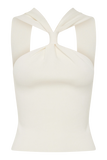 Angelika Twist Front Knit Top Ivory