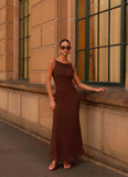 Dove High Neck Maxi Dress Chocolate