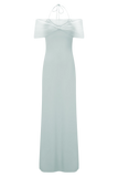 Bernadina Mesh And Slinky Halter Maxi Dress Pale Blue