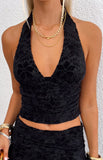 Clancy Black Velvet Crop Top